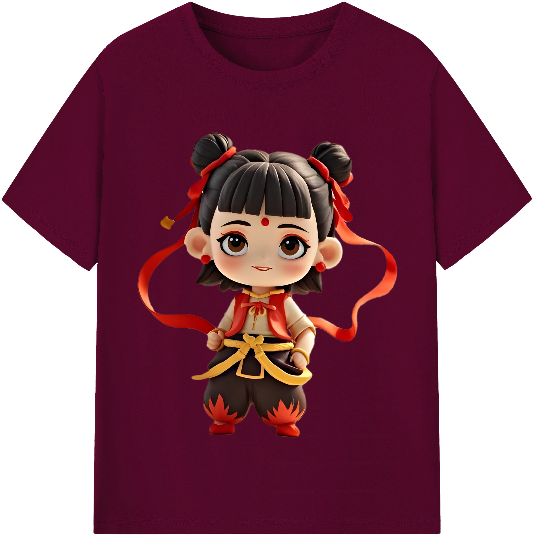 （画像用） Ne Zha 2 ナタ 魔童の大暴れ レディースカジュアルプリントTシャツ（綿100％）